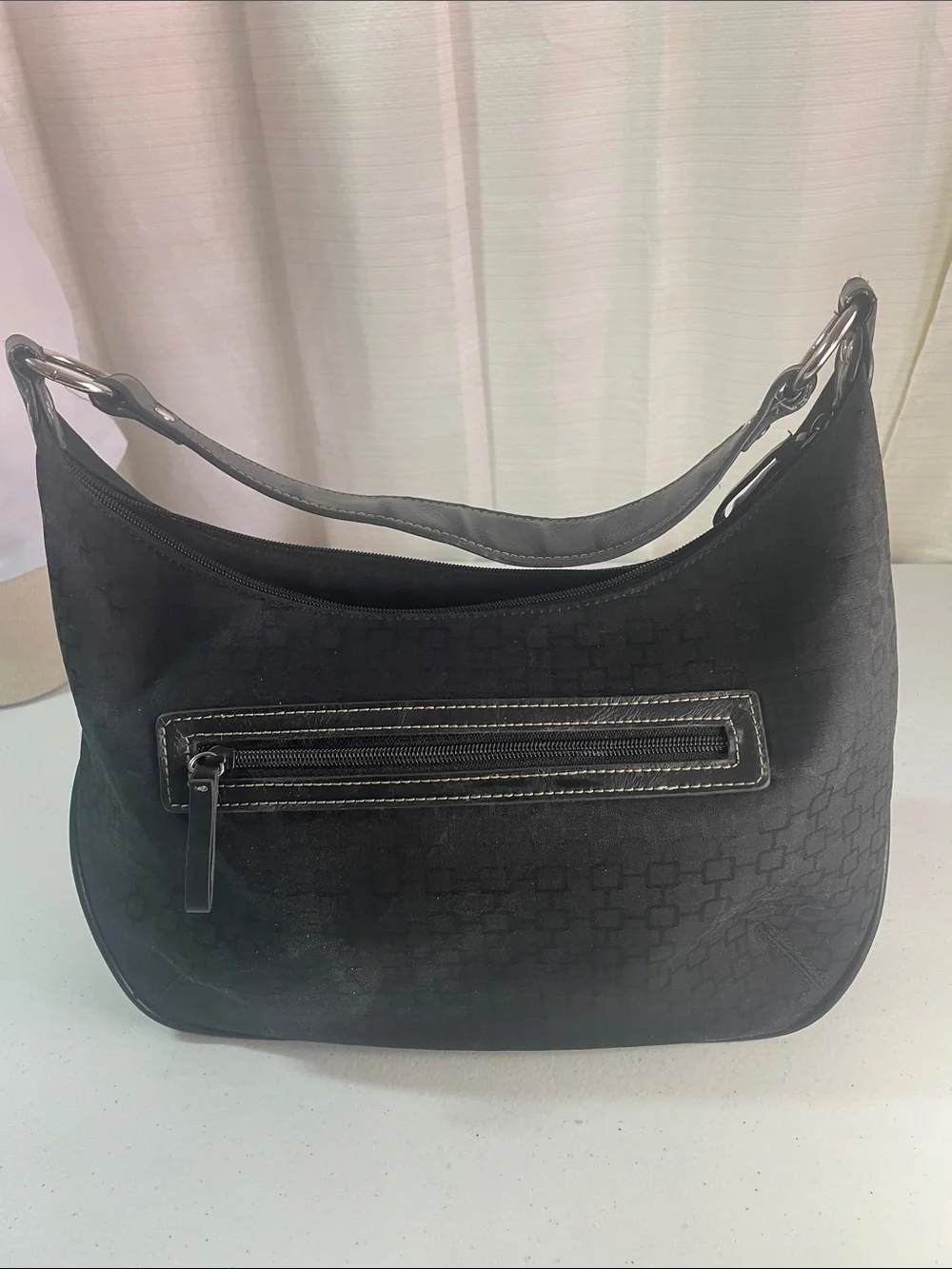 Nine West Black Hobo Shoulder Bag with Front Zip